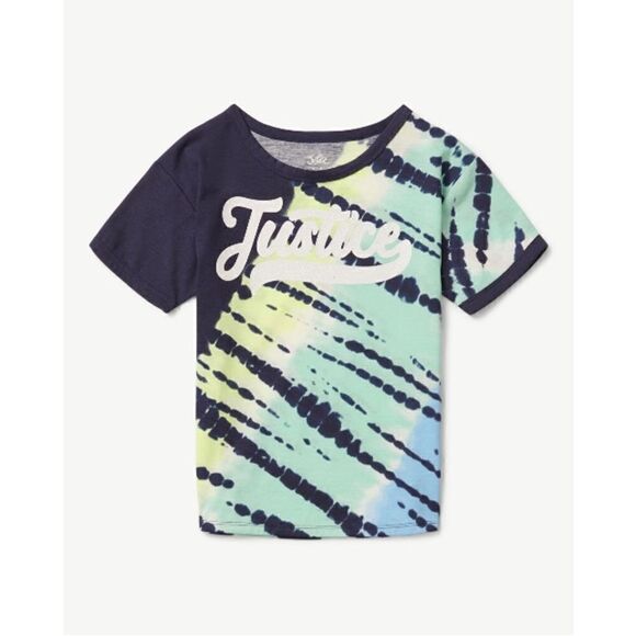 Justice Girls Tie Dye Ringer Short Sleeve T-Shirt, Size L - Picture 3 of 6